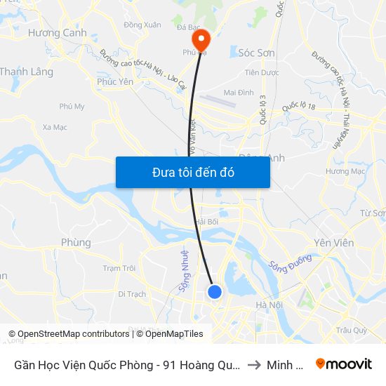 Gần Học Viện Quốc Phòng - 91 Hoàng Quốc Việt to Minh Phú map