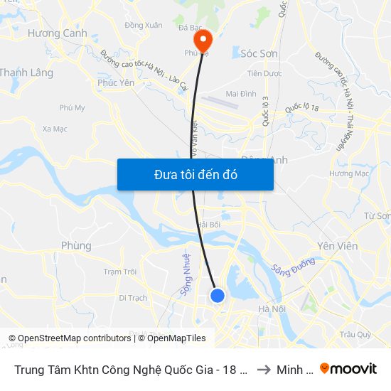 Trung Tâm Khtn Công Nghệ Quốc Gia - 18 Hoàng Quốc Việt to Minh Phú map