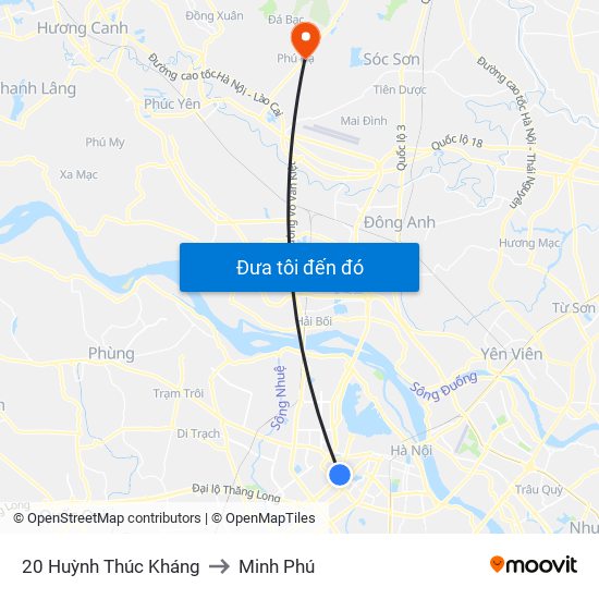 20 Huỳnh Thúc Kháng to Minh Phú map