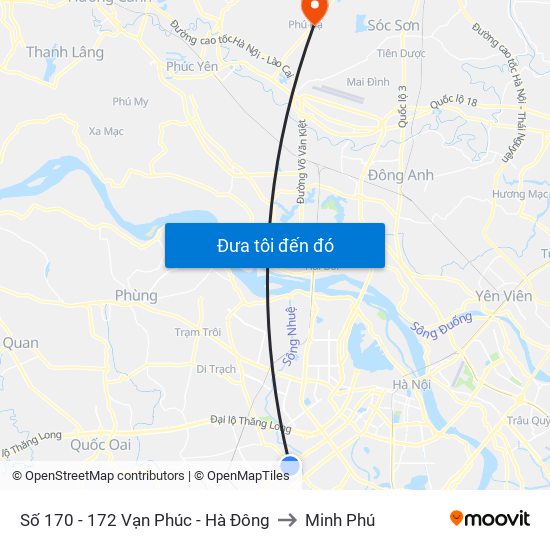 Số 170 - 172 Vạn Phúc - Hà Đông to Minh Phú map