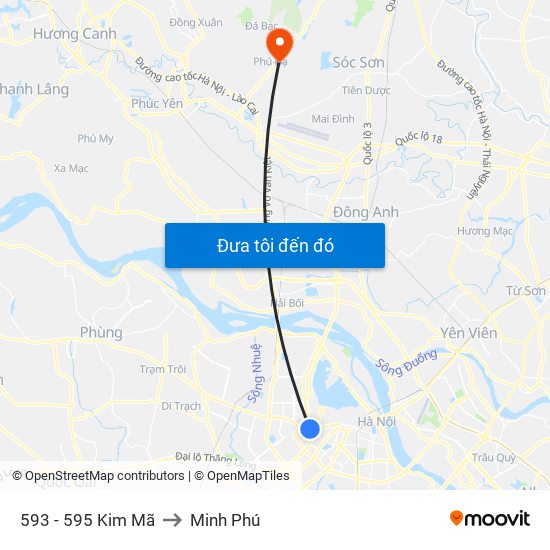 593 - 595 Kim Mã to Minh Phú map