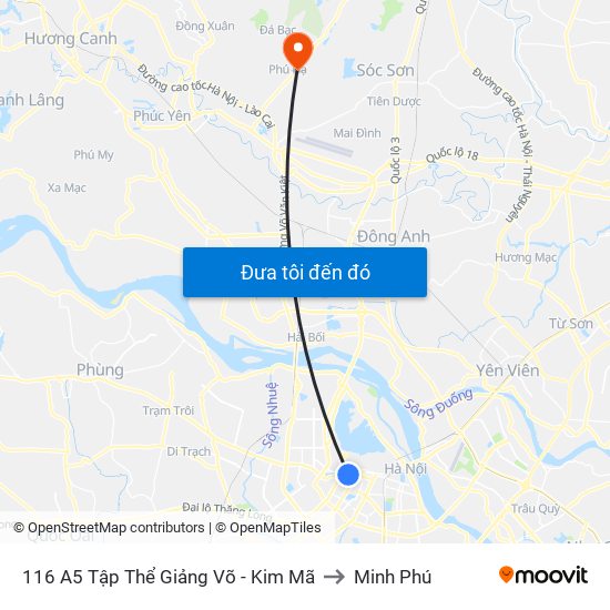 116 A5 Tập Thể Giảng Võ - Kim Mã to Minh Phú map
