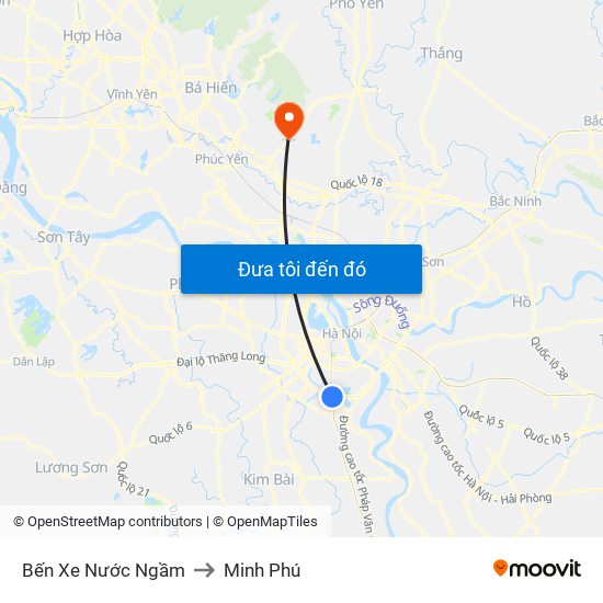 Bến Xe Nước Ngầm to Minh Phú map