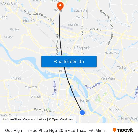 Qua Viện Tin Học Pháp Ngữ 20m - Lê Thanh Nghị to Minh Phú map