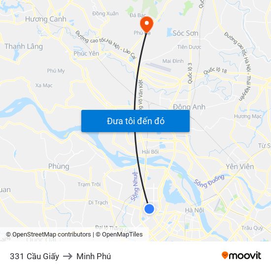 331 Cầu Giấy to Minh Phú map