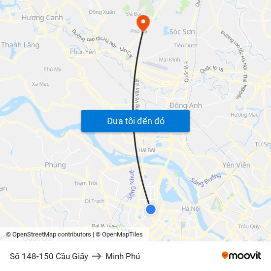 Số 148-150 Cầu Giấy to Minh Phú map