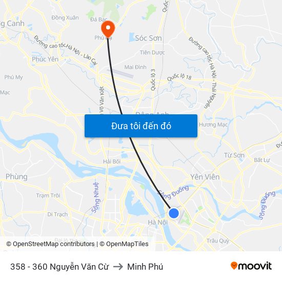 358 - 360 Nguyễn Văn Cừ to Minh Phú map