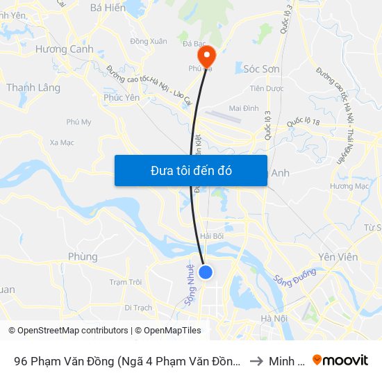 96 Phạm Văn Đồng (Ngã 4 Phạm Văn Đồng - Xuân Đỉnh) to Minh Phú map