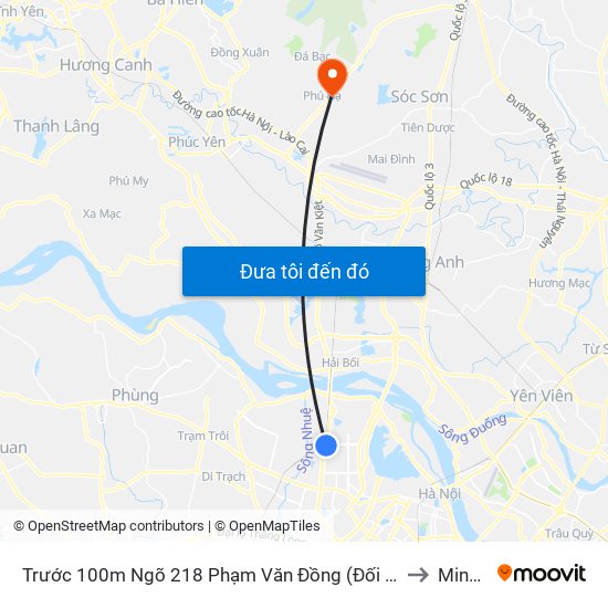 Trước 100m Ngõ 218 Phạm Văn Đồng (Đối Diện Công Viên Hòa Bình) to Minh Phú map