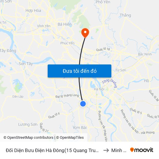 Đối Diện Bưu Điện Hà Đông(15 Quang Trung Hà Đông) to Minh Phú map
