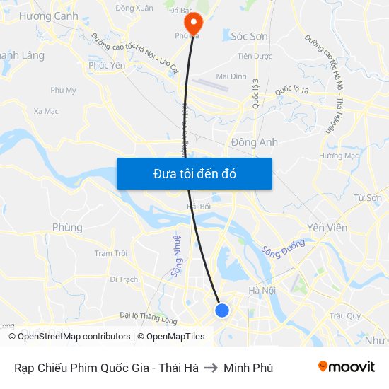 Rạp Chiếu Phim Quốc Gia - Thái Hà to Minh Phú map