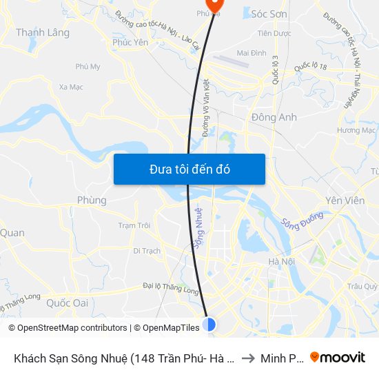 Khách Sạn Sông Nhuệ (148 Trần Phú- Hà Đông) to Minh Phú map