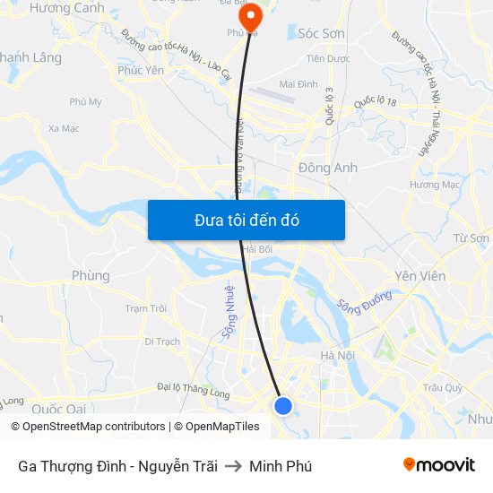 Ga Thượng Đình - Nguyễn Trãi to Minh Phú map