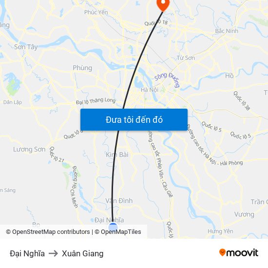 Đại Nghĩa to Xuân Giang map