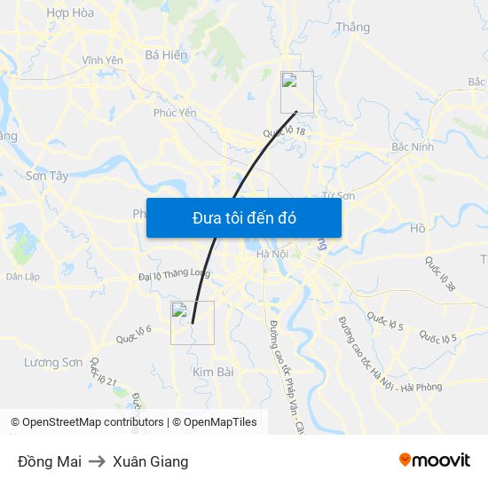 Đồng Mai to Xuân Giang map