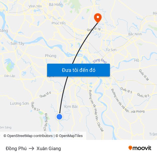Đồng Phú to Xuân Giang map