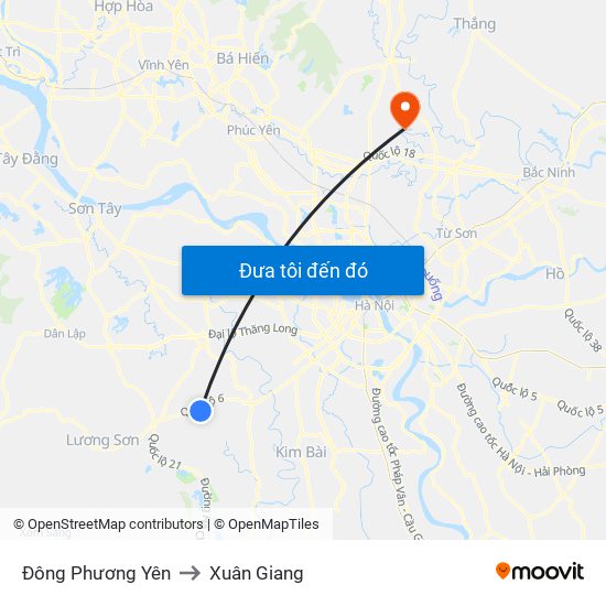 Đông Phương Yên to Xuân Giang map