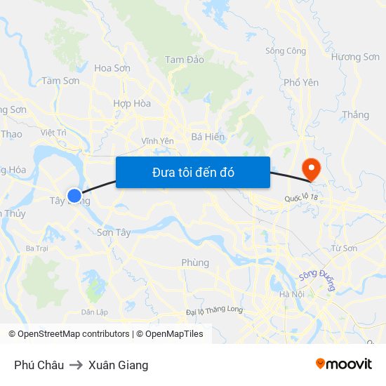 Phú Châu to Xuân Giang map