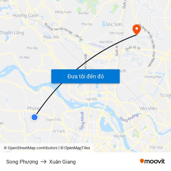 Song Phượng to Xuân Giang map