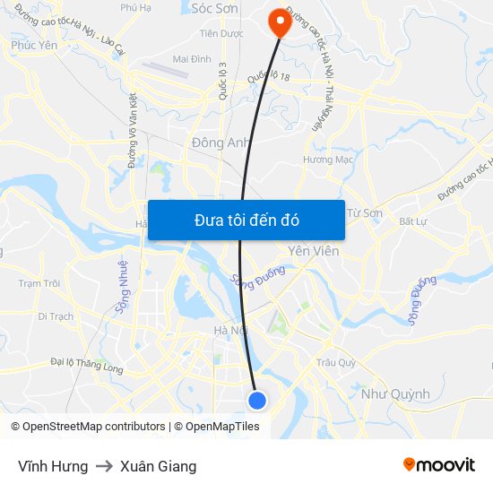 Vĩnh Hưng to Xuân Giang map