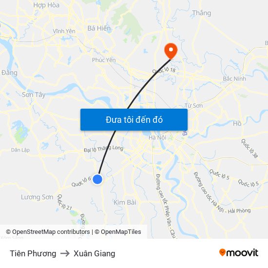 Tiên Phương to Xuân Giang map