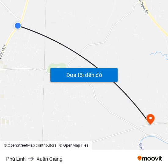 Phù Linh to Xuân Giang map