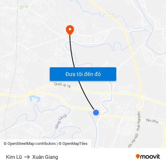 Kim Lũ to Xuân Giang map