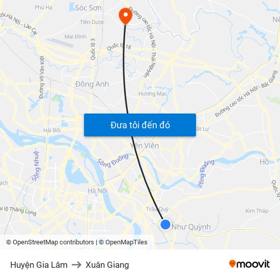 Huyện Gia Lâm to Xuân Giang map