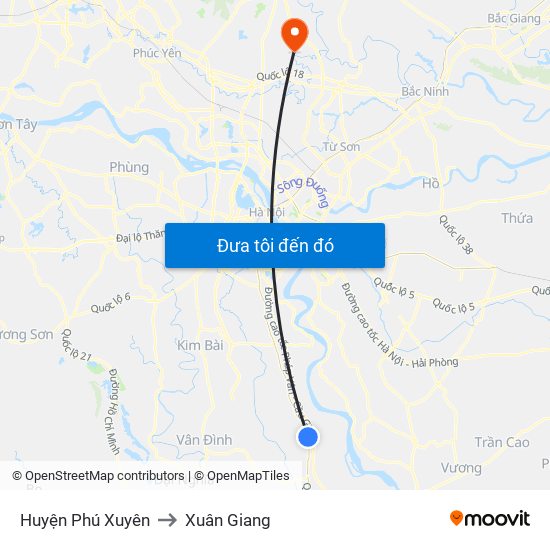 Huyện Phú Xuyên to Xuân Giang map