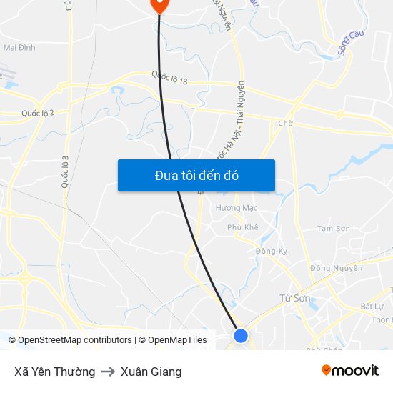 Xã Yên Thường to Xuân Giang map