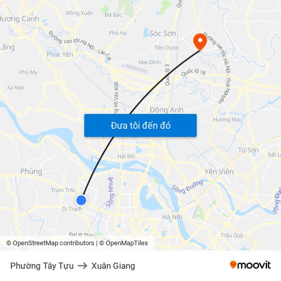 Phường Tây Tựu to Xuân Giang map