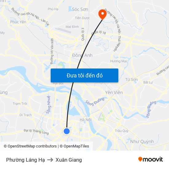 Phường Láng Hạ to Xuân Giang map