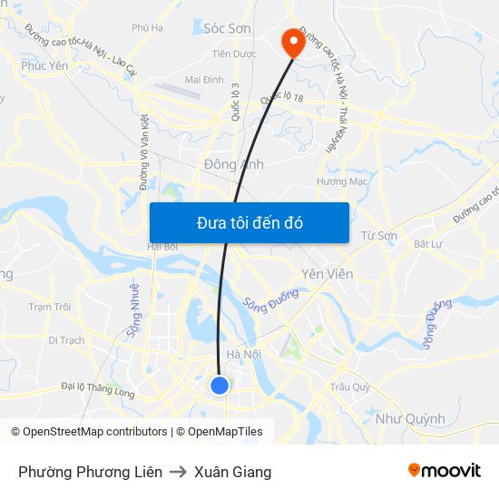 Phường Phương Liên to Xuân Giang map