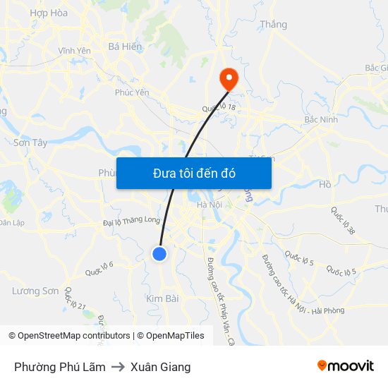 Phường Phú Lãm to Xuân Giang map