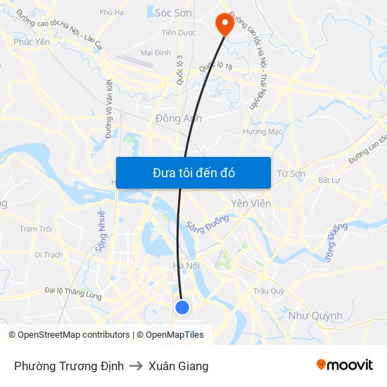 Phường Trương Định to Xuân Giang map