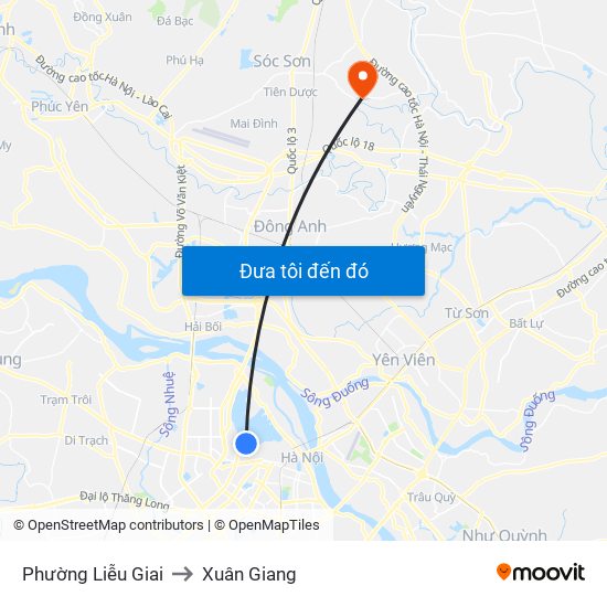 Phường Liễu Giai to Xuân Giang map