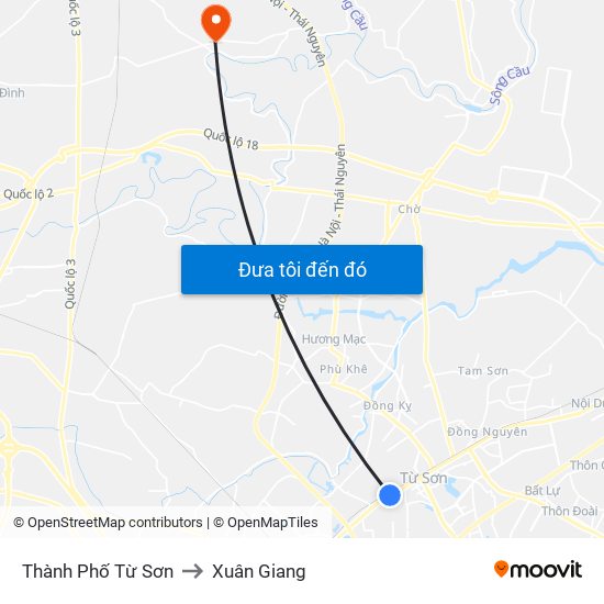 Thành Phố Từ Sơn to Xuân Giang map