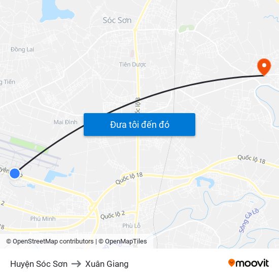 Huyện Sóc Sơn to Xuân Giang map