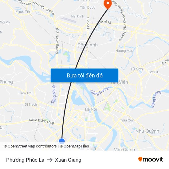 Phường Phúc La to Xuân Giang map