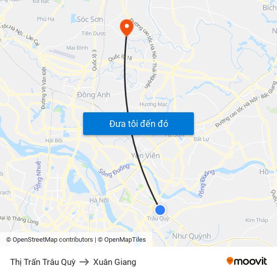 Thị Trấn Trâu Quỳ to Xuân Giang map