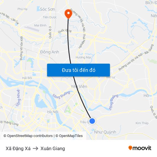 Xã Đặng Xá to Xuân Giang map