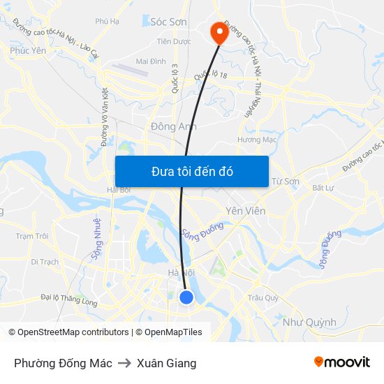 Phường Đống Mác to Xuân Giang map