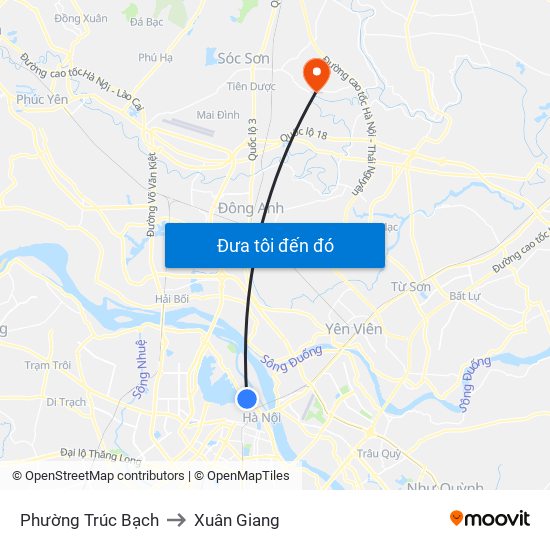 Phường Trúc Bạch to Xuân Giang map