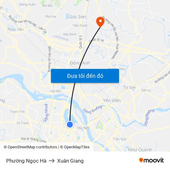 Phường Ngọc Hà to Xuân Giang map