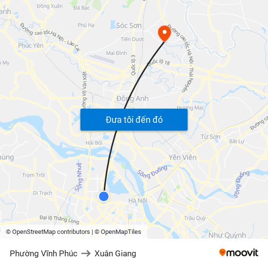 Phường Vĩnh Phúc to Xuân Giang map
