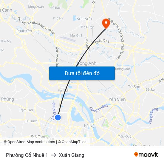 Phường Cổ Nhuế 1 to Xuân Giang map