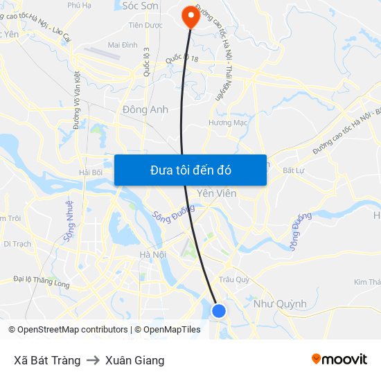 Xã Bát Tràng to Xuân Giang map