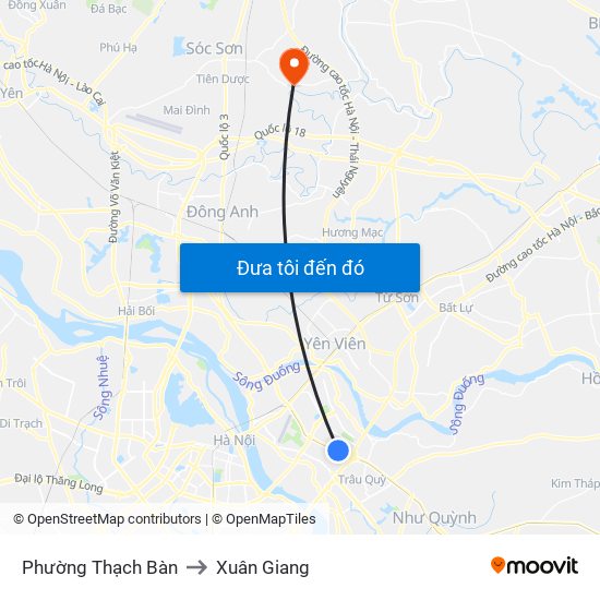 Phường Thạch Bàn to Xuân Giang map