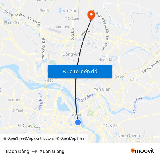 Bạch Đằng to Xuân Giang map