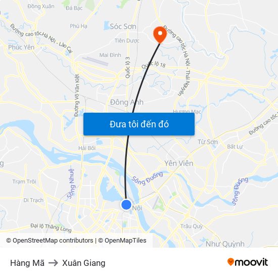 Hàng Mã to Xuân Giang map